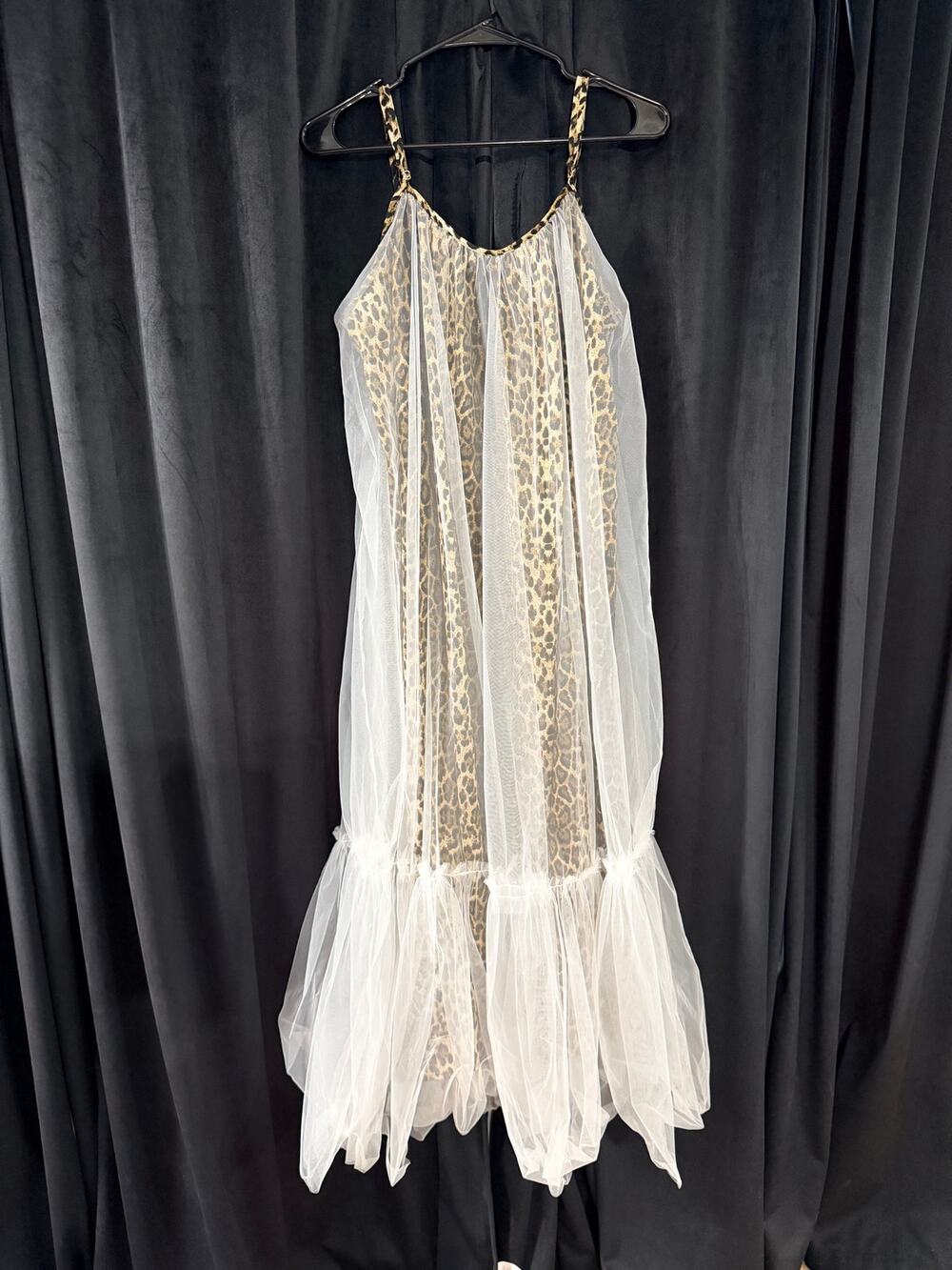 Leopard Print slip dress with tulle overlay
